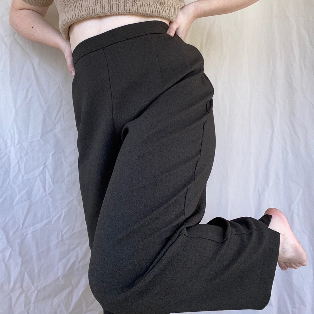 High-Rise Wide Leg Trousers - Dark Green